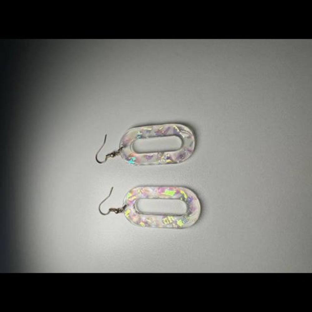 Clear Acrylic‎ Earrings With Iridescent Foil